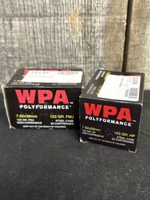 Two Boxes of 7.62x39mm App. 2.5"X5"