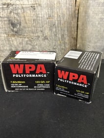 2 Full Boxes of WPA Polyformance 7.62x39mm App. 2.5"X5"