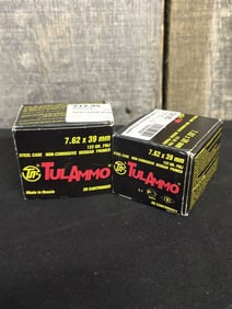 2 Full Boxes of TulAmmo 7.62x39mm App. 2.5"X5"