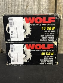 2 Full Boxes of Wolf 40 S&W App. 2.5"X5"