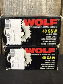 2 Full Boxes of Wolf 40 S&W App. 2.5"X5"