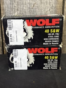 2 Full Boxes of Wolf 40 S&W App. 2.5"X5"