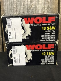 2 Full Boxes of Wolf 40 S&W App. 2.5"X5"