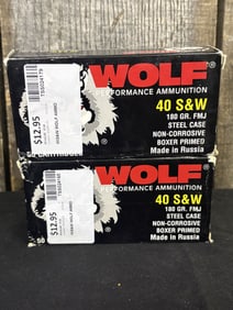 2 Full Boxes of Wolf 40 S&W App. 2.5"X5"