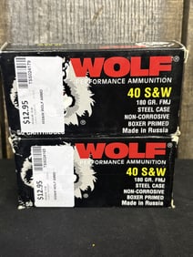 2 Full Boxes of Wolf 40 S&W App. 2.5"X5"