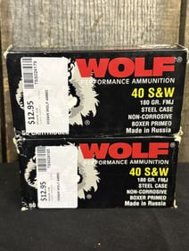 2 Full Boxes of Wolf 40 S&W App. 2.5"X5"