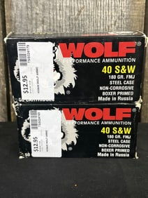 2 Full Boxes of Wolf 40 S&W App. 2.5"X5"