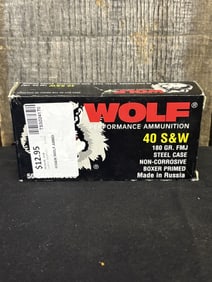 Box of Wolf 40 S&W App. 2.5"X5"