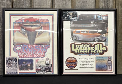 Two Framed Cruisin' Louisville Street Rod Posters - 2008 and 2011 20"X25"