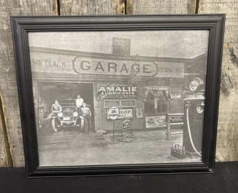 Vintage Framed Garage Photograph 23"X19"
