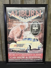 Framed Auburn 2011 World's Greatest Classic Car Show Poster 27"X39"