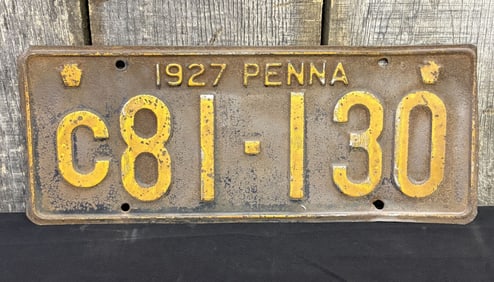 1927 Pennsylvania License Plate App. 6"X12"