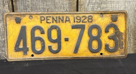 1928 Pennsylvania License Plate App. 6"X12"