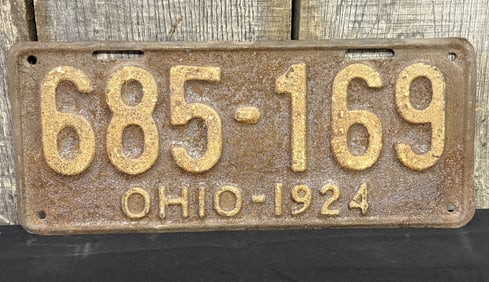 1924 Ohio License Plate App. 6"X12"