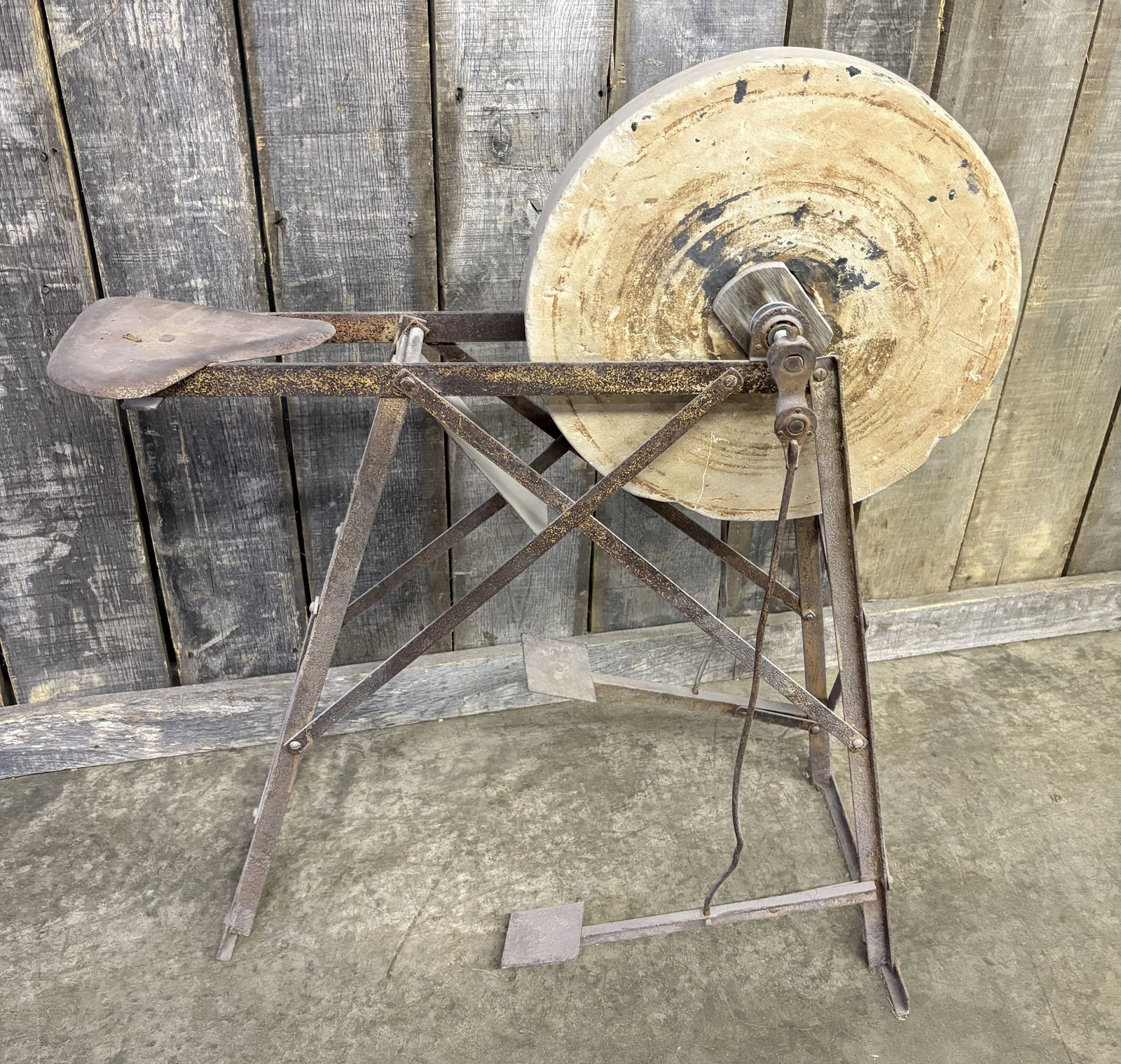 Antique Pedal Grinder 16"X36"X40": Antique Pedal Grinder 16"X36"X40"