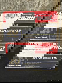 2 Full Boxes of Barnaul .300 Blackout FMJ Cartridges App. 2.5"X5"
