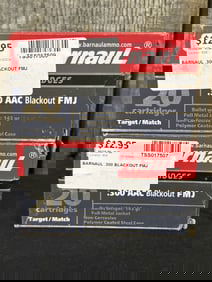 2 Full Boxes of Barnaul .300 Blackout FMJ Cartridges App. 2.5"X5"