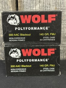 2 Full Boxes of Wolf 145gr FMJ Cartridges App. 2.5"X5"