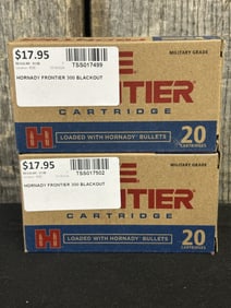2 Full Boxes of Hornady Frontier 300 Blackout Cartridges App. 2.5"X5"