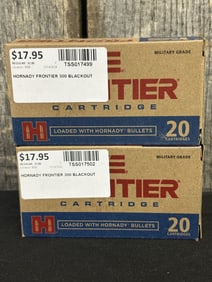 2 Full Boxes of Hornady Frontier 300 Blackout Cartridges App. 2.5"X5"
