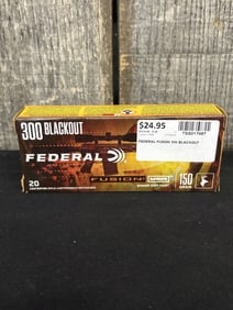 Full box of Federal Fusion 300 Blackout Cartridges App. 2.5"X5"