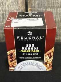550 Rounds of Federal .22 Long Rifle App. 2.5"X5"