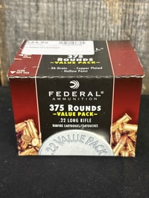 375 Rounds of Federal .22 Long Rifle App. 2.5"X5"