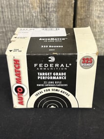 325 Rounds of Federal .22 Long Rifle Target Grade App. 2.5"X5"
