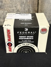 325 Rounds of Federal .22 Long Rifle Target Grade App. 2.5"X5"