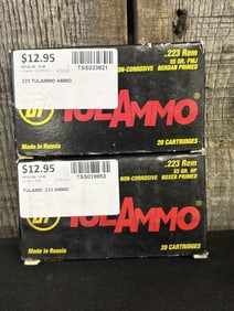 2 Full Boxes TulAmmo .223 Rem App. 2.5"X5"