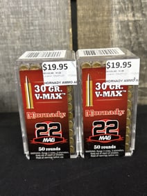 2 Full Boxes of Hornady .22 mag App. 2.5"X5"