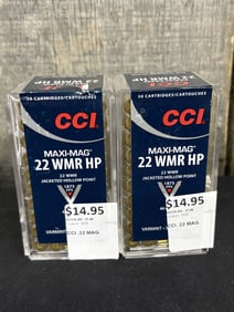 2 Full Boxes of CCI .22 WMR HP App. 2.5"X5"