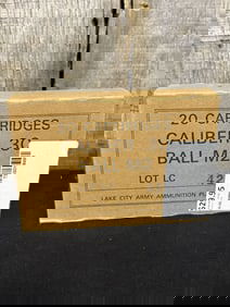 Full Box of Lake City Army Ammo 30.cal Cartridges App. 2.5"X5"