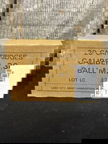 Full Box of Lake City Army Ammo 30.cal Cartridges App. 2.5"X5"