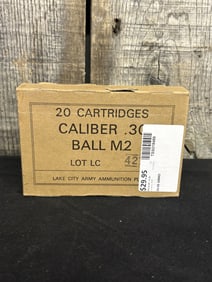 Full Box of Lake City Army Ammo 30.cal Cartridges App. 2.5"X5"