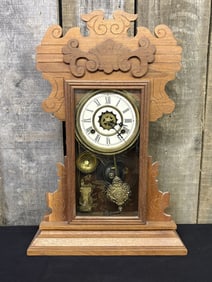 Antique Eastlake Style Mantle Clock 5"X15"X22"