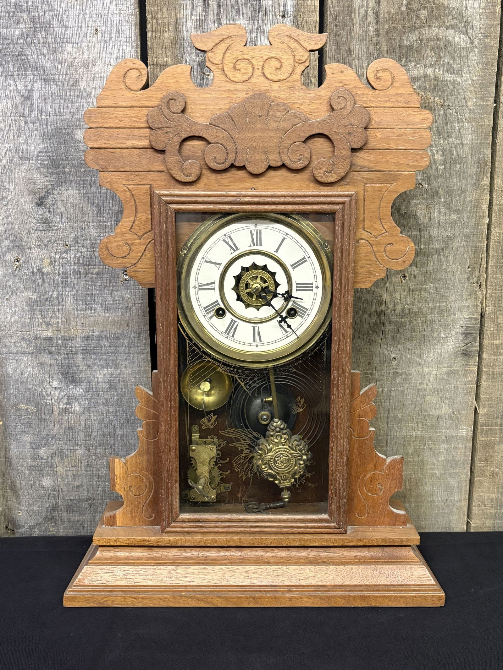 Antique Eastlake Style Mantle Clock 5"X15"X22"