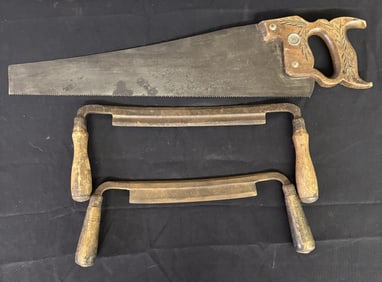 Antique Draw Knife, Hand Saw 24"