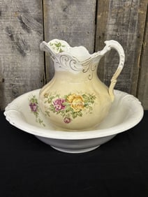 Antique Buffalo Pottery Pitcher and Basin 16"X13"