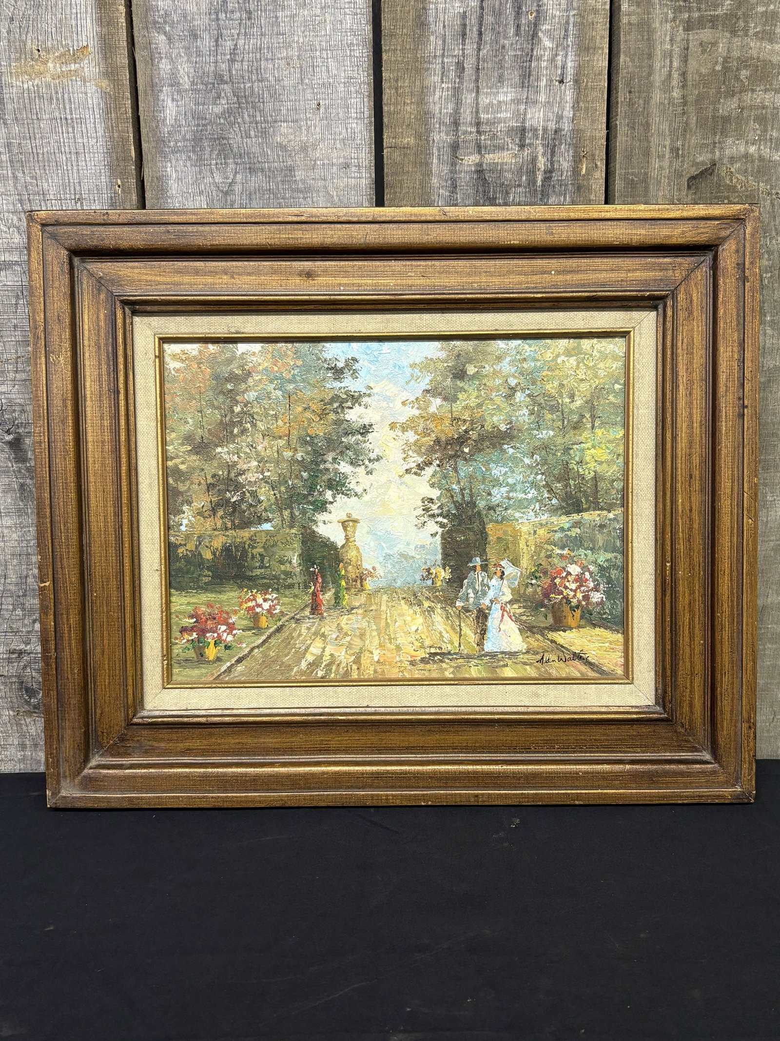 Antique Original Alen Walters Oil on Canvas in Frame. 20th Century American Artist known for his: Antique Original Alen Walters Oil on Canvas in Frame. 20th Century American Artist known for his Impressionistic genre scenes 24"X20"