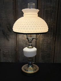 Vintage Hobnail Milk Glass Table Lamp 10"X20"