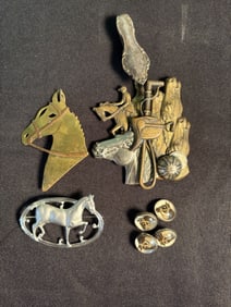 Collection of Horse Pins Including Sterling Horse Cuff Links 2"X4"
