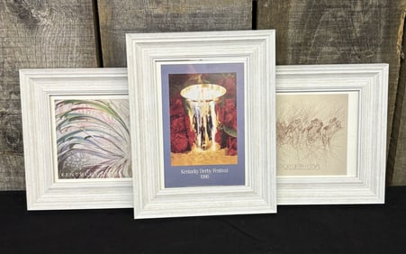 Trio of Framed Kentucky Derby Artworks 7"X9