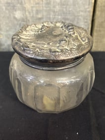 Silver Plated Vanity Dressing Jar 4"X4"