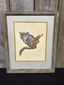 Vintage "Screech Owl" Print by Ray Harm 18"X22"