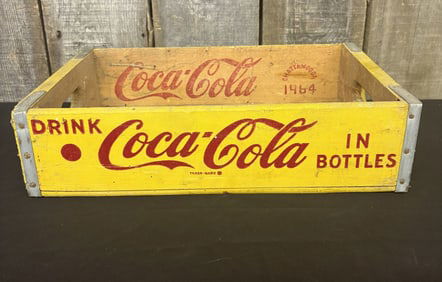 Vintage Yellow Coca-Cola Bottles Crate 12"X18"
