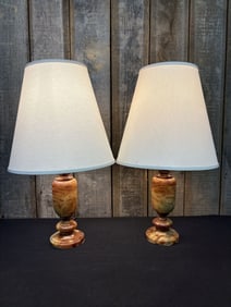 Pair of Alabaster Lamps 14"X27"