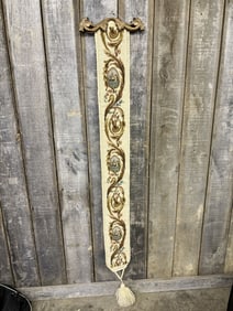Vintage Wool Needlepoint Bell Pull / Tapestry 13"X63"