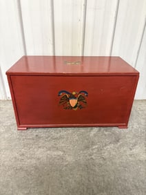 Vintage Bicenntennial Red Wooden Cedar Trunk 16"X30"X17"