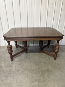 Antique Bulbous Baluster Leg Jacobean Gothic Revival Style Dining Table 40"X58"X31"